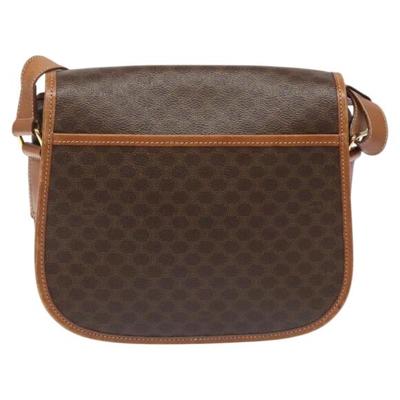 CELINE Macadam Canvas Shoulder Bag Pvc Leather Brown Gold - Picture 3 of 13